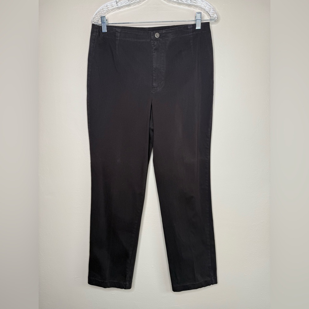 Chico's Design Flat Front Dark Brown Pants Cotton Size Large